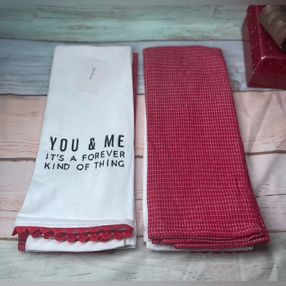 ❤️❤️❤️ 2 NEW! “You & Me It’s a Forever Kind of Thing” Dish Towel Set of 2